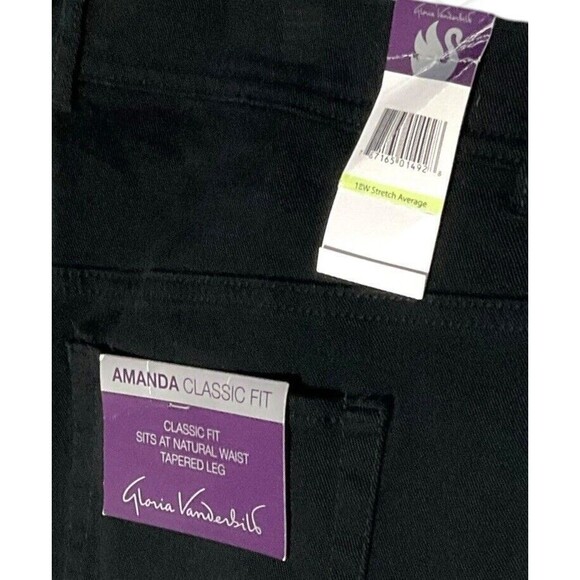 Gloria Vanderbilt Jeans Womens 18W Amanda Tapered Leg Classic Stretch Black NEW - Picture 10 of 14